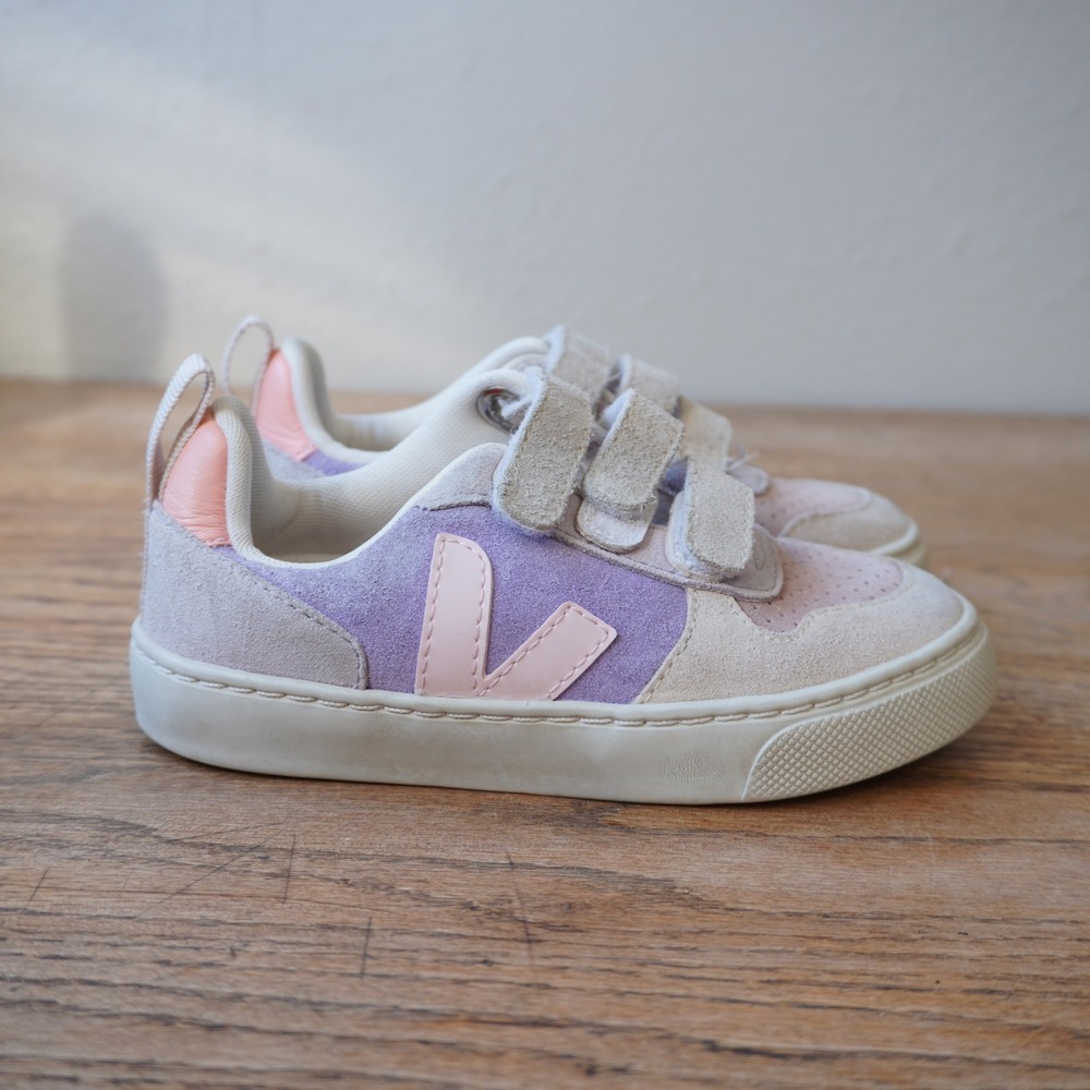 Veja Kids Size 11 Purple Pink Suede V-10 Hook and Loop Sneakers Casual School